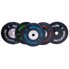 Блины для штанги, обрезиненные inSPORTline Bumper Plate 10KG/15KG/20KG/25KG цена и информация | Гантели, гири, штанги | 220.lv