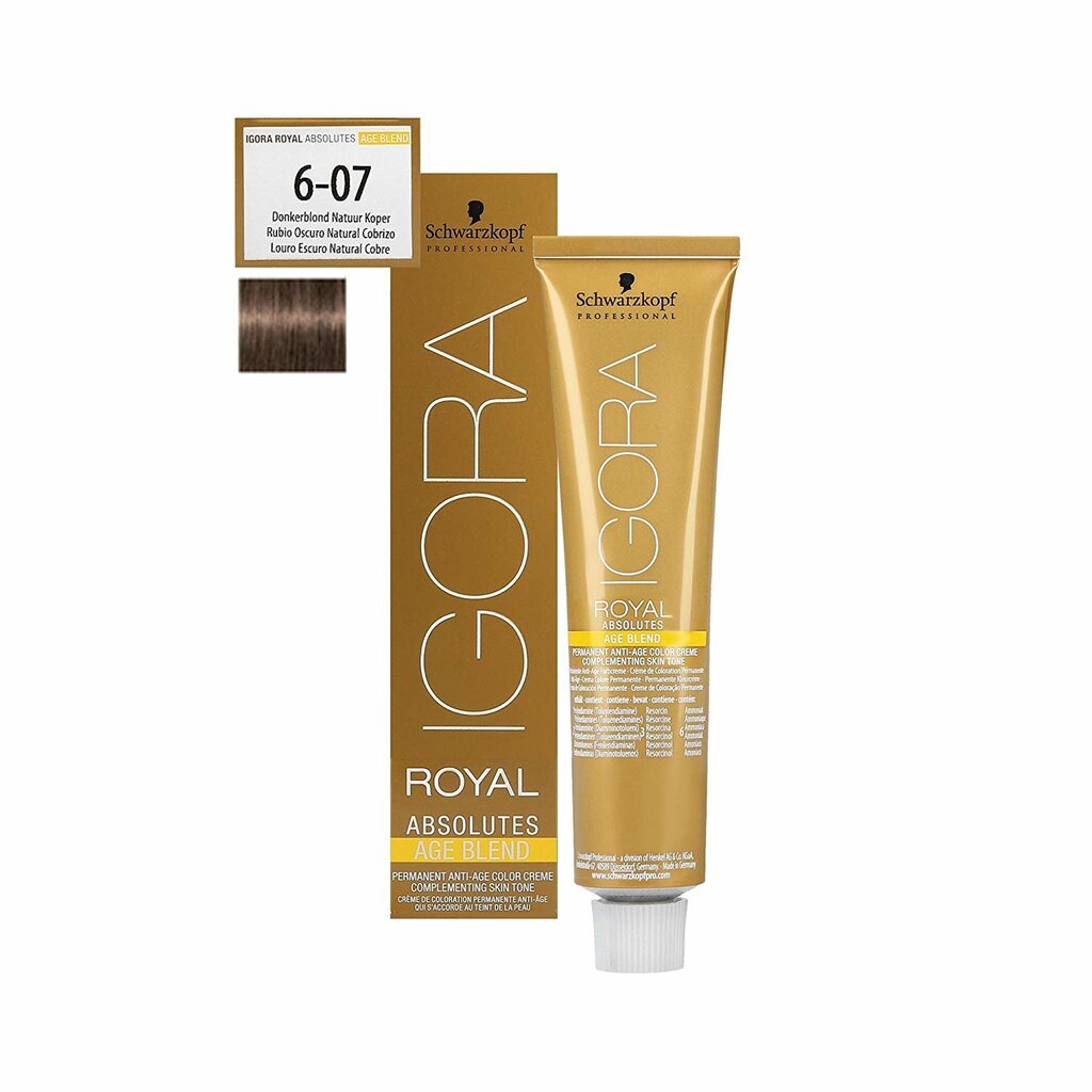 Matu krāsa Schwarzkopf Professional Igora Royal Absolutes 60 ml, 6-07 Dark Blonde Natural Copper цена и информация | Matu krāsas | 220.lv