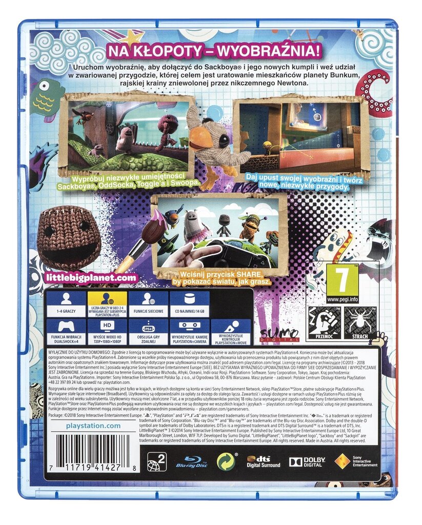 PS4 LittleBigPlanet 3 incl. Russian Audio цена и информация | Datorspēles | 220.lv