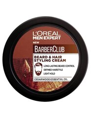 Крем для укладки бороды и волос barber club  <br /> l'oreal paris цена и информация | Косметика и средства для бритья | 220.lv