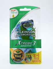 Vienreizējas lietošanas skuvekļi Wilkinson Sword Extreme 3 Sensitive vīriešiem 3+1 gab. cena un informācija | Skūšanās piederumi, kosmētika | 220.lv