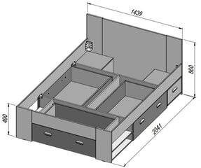 Gulta Bob BDSL02, 140x200 cm, brūna/balta цена и информация | Кровати | 220.lv