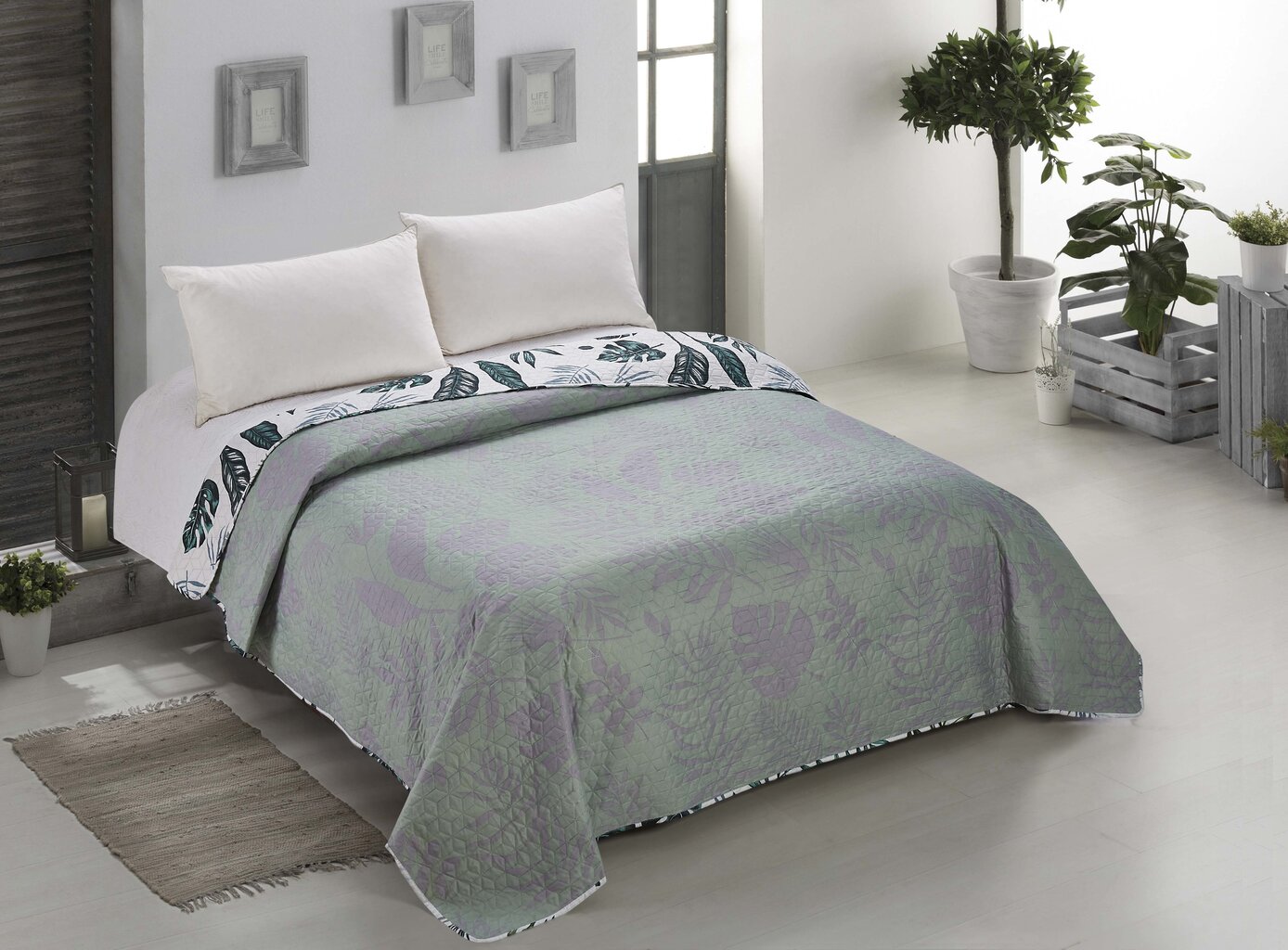 AmeliaHome divpusējs gultas paklājs Botanique, 170x210 cm cena un informācija | Gultas pārklāji, pledi | 220.lv