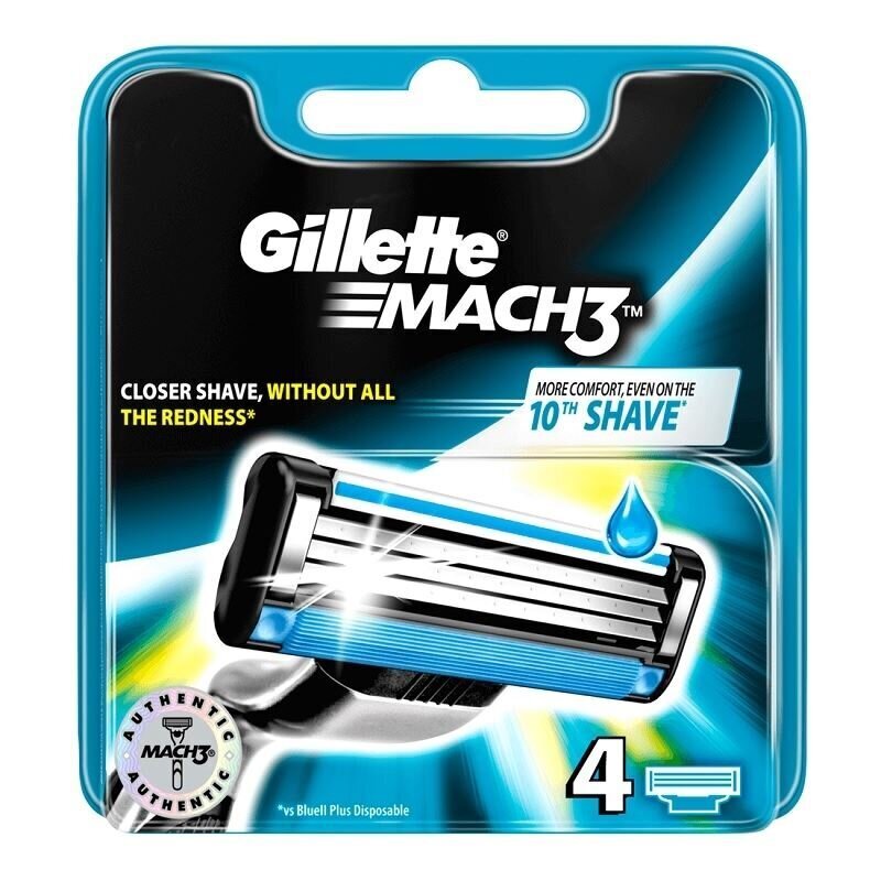 Skūšanās žiletes, Gillette Mach 3, 4 gab. цена и информация | Skūšanās piederumi, kosmētika | 220.lv