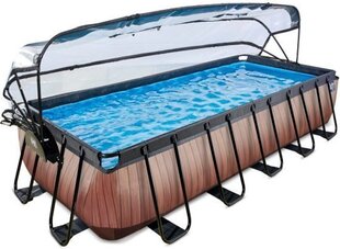 Каркасный бассейн Exit Wood, 540x250 см, с крышей и песочным фильтром, коричневый цена и информация | Бассейны | 220.lv