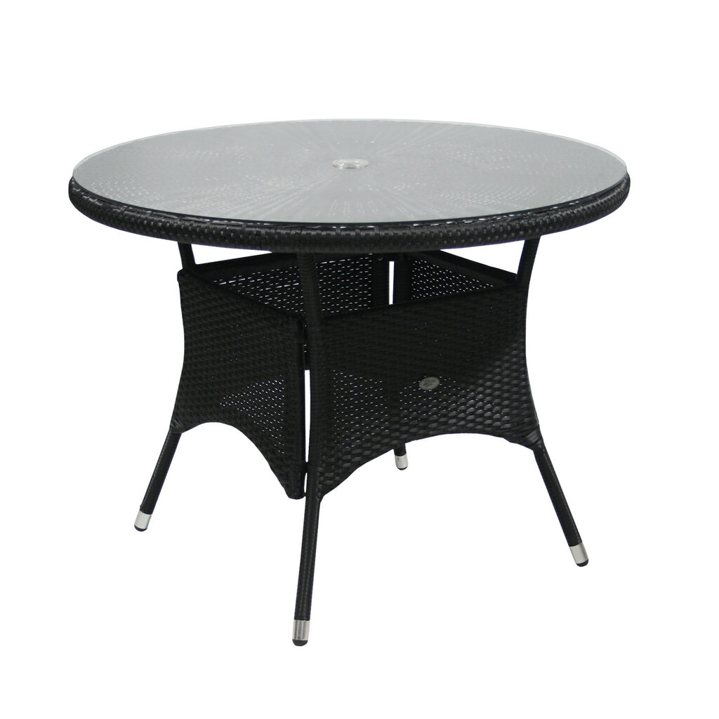 Apaļš āra galds Wicker, melns cena un informācija | Dārza galdi | 220.lv
