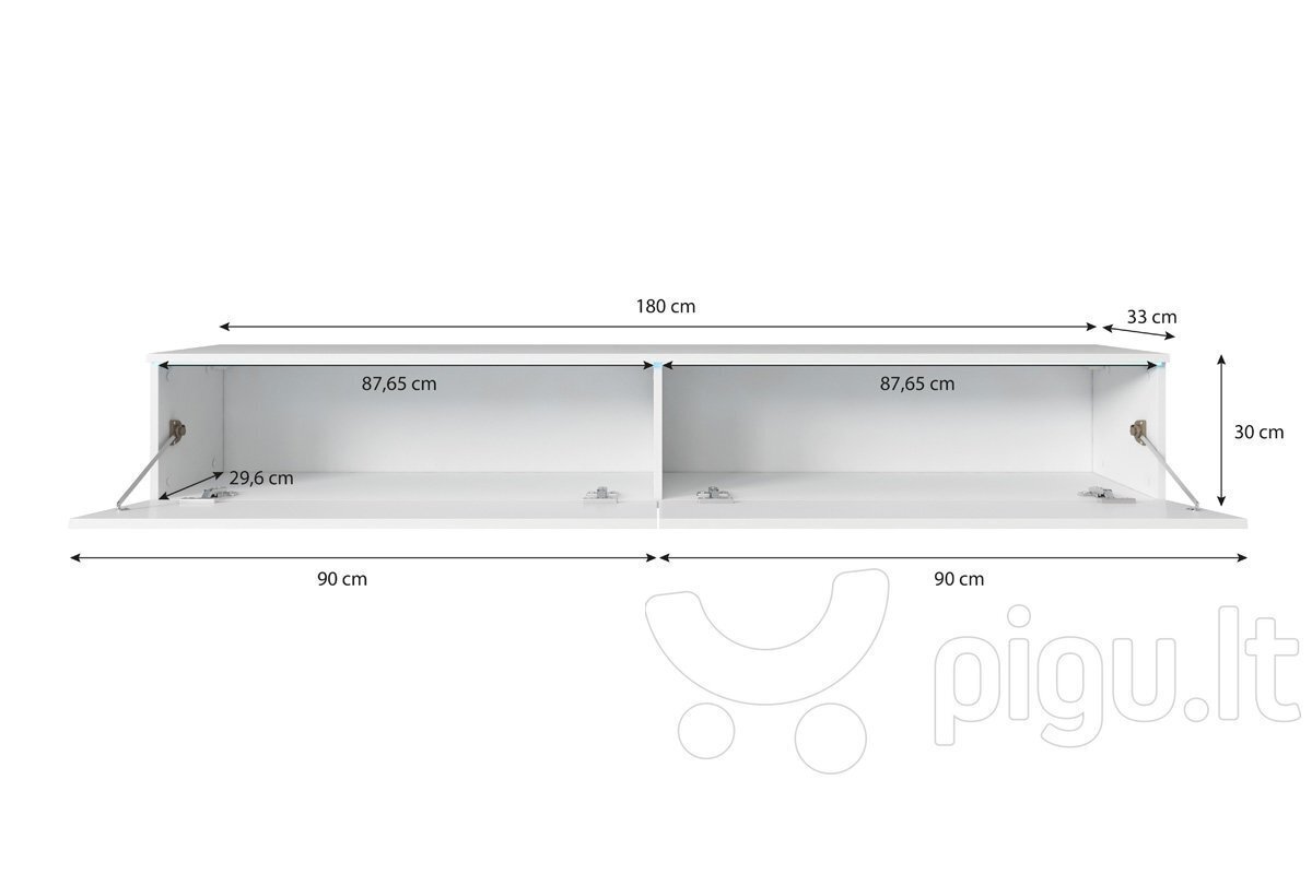 RTV galds Kane bez apgaismojuma, 30x180x33 cm, pelēks цена и информация | TV galdiņi | 220.lv