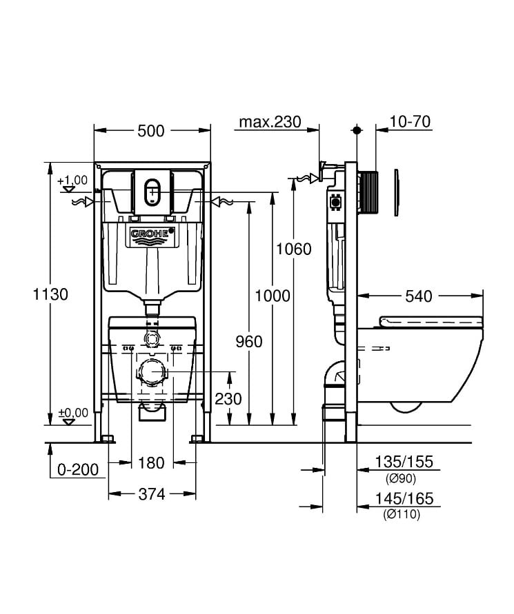 Slēpts rāmis un piekaramais tualetes komplekts Grohe Euroceramic Solido 5in1, 39536000 цена и информация | Tualetes podi | 220.lv