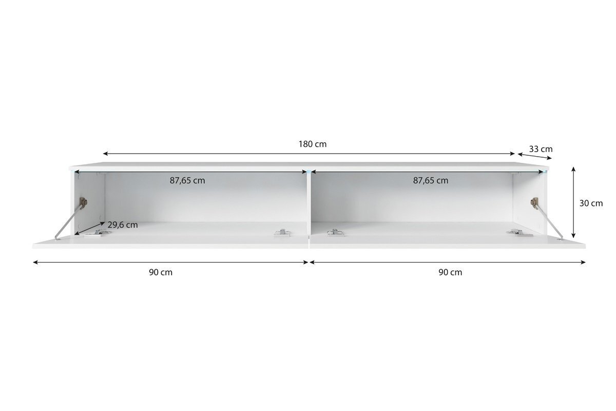 RTV galds Kane ar apgaismojumu, 30x180x33 cm, balts cena un informācija | TV galdiņi | 220.lv