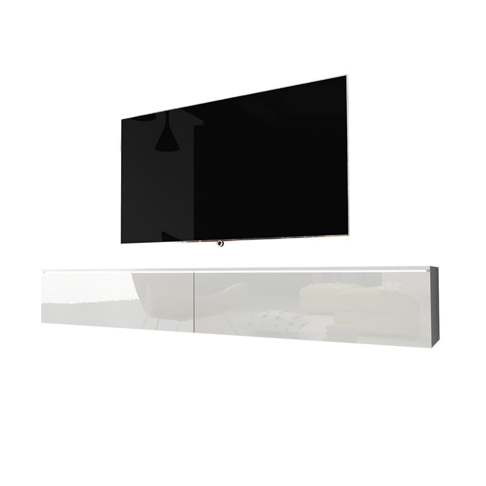 RTV galds Kane ar apgaismojumu, 30x180x33 cm, balts цена и информация | TV galdiņi | 220.lv