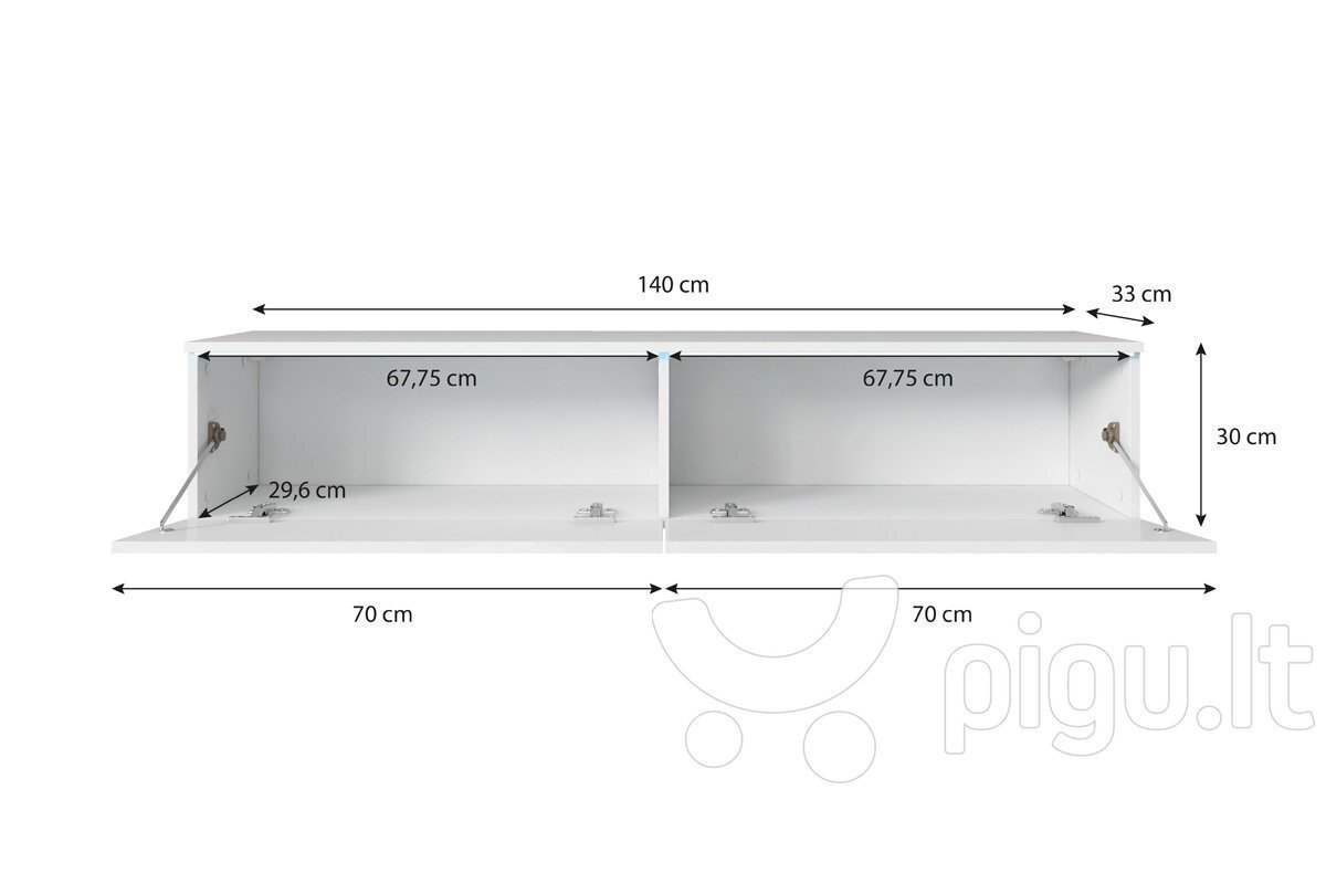 RTV galds Kane ar apgaismojumu, 30x140x33 cm, pelēks cena un informācija | TV galdiņi | 220.lv