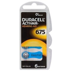 Батарейки для слуховых аппаратов Duracell ActivAir 675, 6 шт. цена и информация | Батерейки | 220.lv