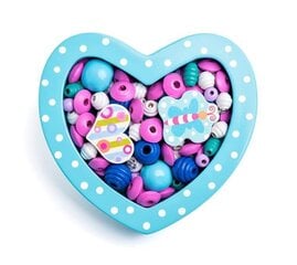 Набор деревянных бусинок для ожерелья "Голубые сердца", Woody цена и информация | Развивающие игрушки | 220.lv