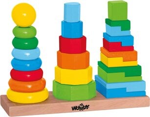 Деревянная игрушка "Развивающая башня", Woody цена и информация | Игрушки для малышей | 220.lv