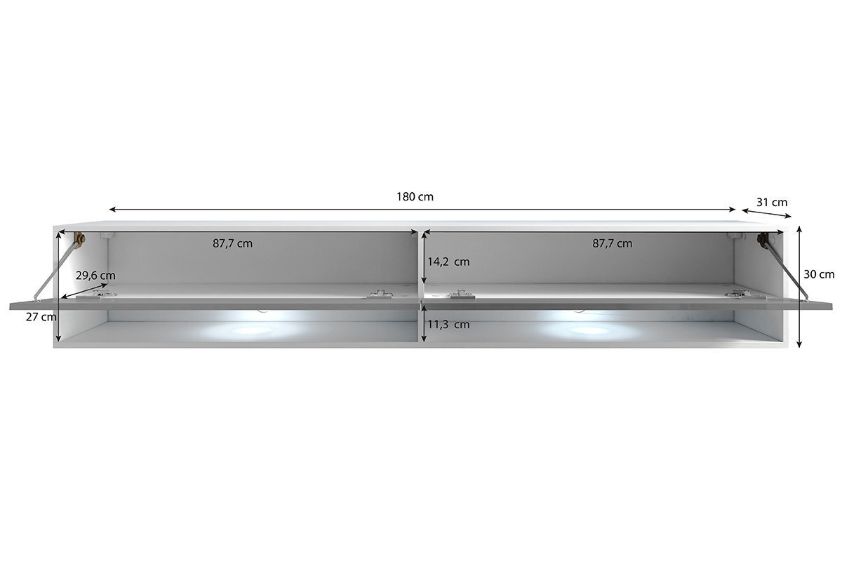 RTV galds Wander ar apgaismojumu, 30x180x31 cm, pelēks цена и информация | TV galdiņi | 220.lv