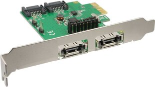 InLine PCIe x1 na 2 x SATA 6G / 2x eSATA 6G (76696B) cena un informācija | Kontrolieri | 220.lv