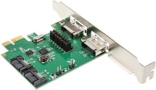 InLine PCIe x1 na 2 x SATA 6G / 2x eSATA 6G (76696B) cena un informācija | Kontrolieri | 220.lv