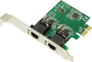 LogiLink 2-port Gigabit LAN PCIe (PC0075) cena un informācija | Kontrolieri | 220.lv