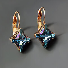 Auskari "Kristāla Rombs II (Aquamarine Metallic Blue)" ar Swarovski™ kristāliem цена и информация | Серьги | 220.lv