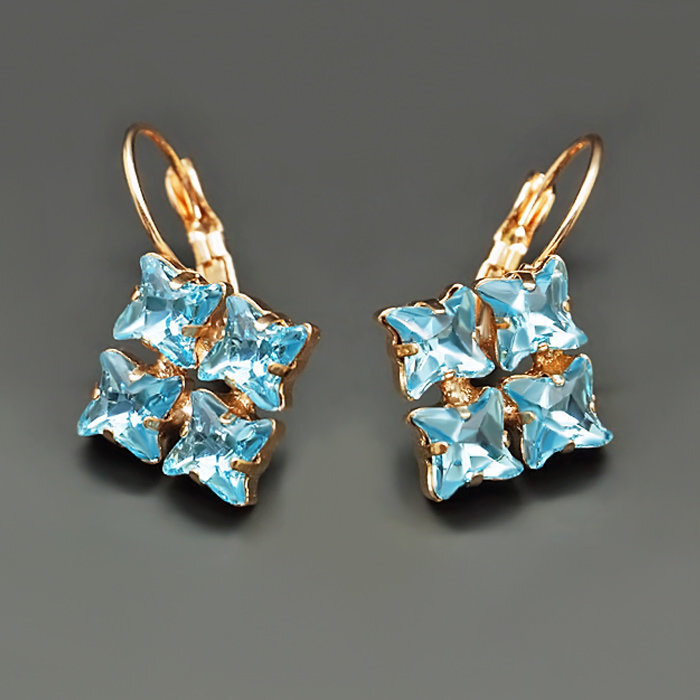 Auskari "Kristāla Viesuļvētra (Aquamarine Blue)" ar Swarovski™ kristāliem цена и информация | Auskari | 220.lv