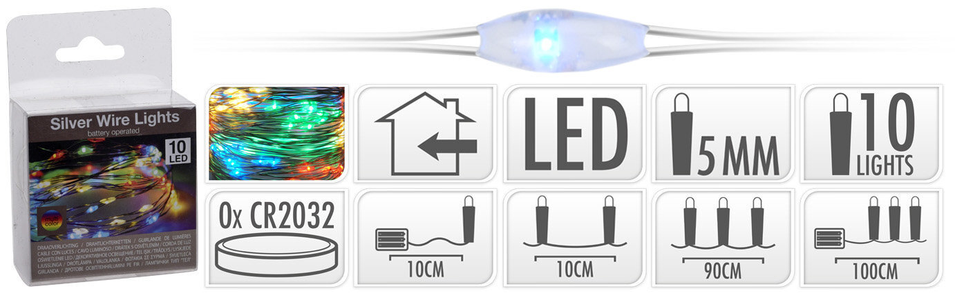 Ziemassvētku virtene, 10 LED cena un informācija | Ziemassvētku lampiņas, LED virtenes | 220.lv