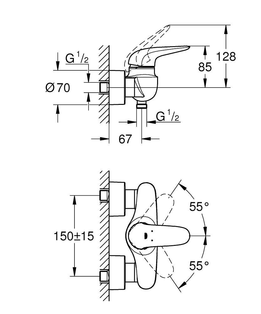 Grohe Eurostyle dušas jaucējkrāns 23722003 cena un informācija | Jaucējkrāni | 220.lv