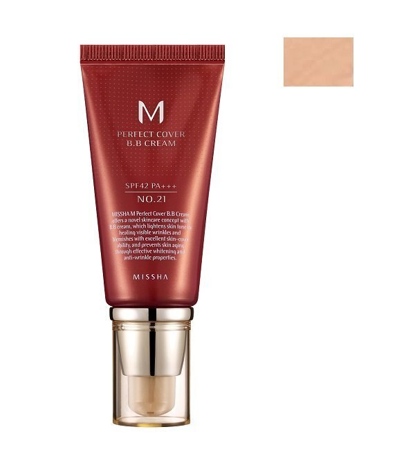 BB krēms Missha M Perfect Cover SPF42/PA+++ 50 ml, 21 Light Beige цена и информация | Sejas krēmi | 220.lv