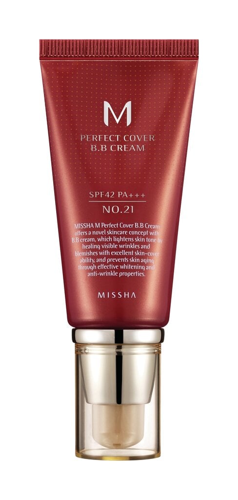 BB krēms Missha M Perfect Cover SPF42/PA+++ 50 ml, 21 Light Beige cena un informācija | Sejas krēmi | 220.lv