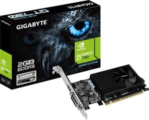 Gigabyte GeForce GT 730 2 ГБ GDDR5 (64 бит), DVI-I, HDMI, BOX (GV-N730D5-2GL) цена и информация | Видеокарты (GPU) | 220.lv