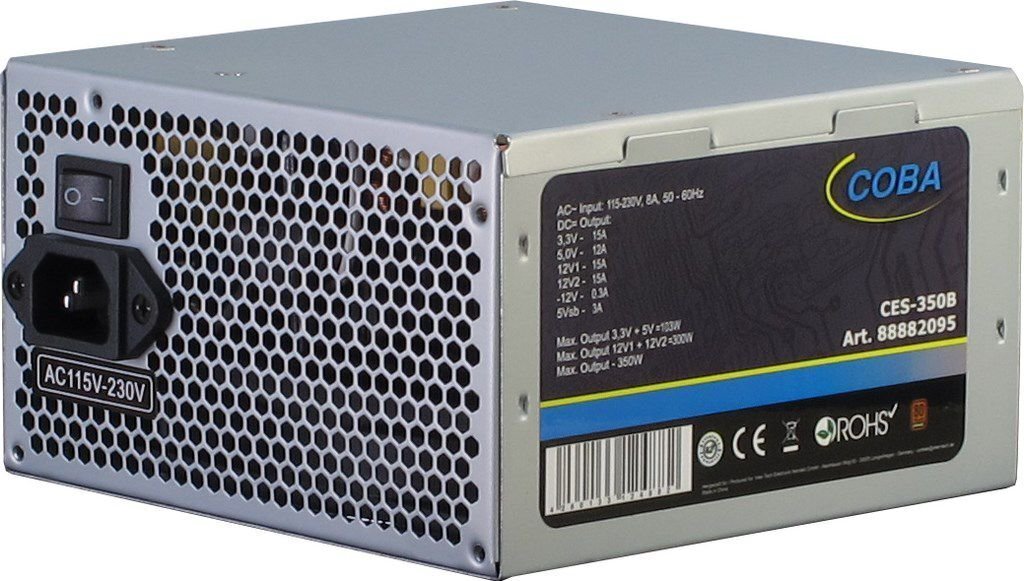 Inter-Tech 350W Coba CES-350B 80+ (88882095) cena un informācija | Barošanas bloki (PSU) | 220.lv