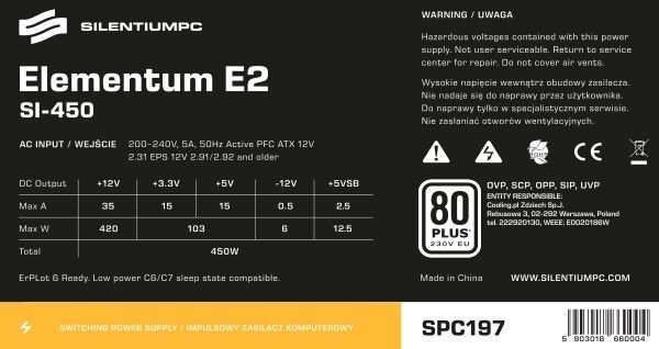 SilentiumPC SPC197 цена и информация | Barošanas bloki (PSU) | 220.lv