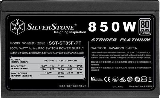SilverStone Strider Platinum 850W (SST-ST85F-PT) cena un informācija | Barošanas bloki (PSU) | 220.lv