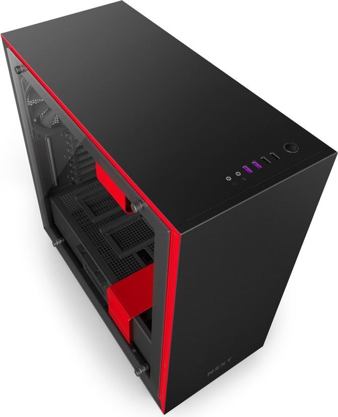 Nzxt H700 ar logu, melni sarkanu (CA-H700B-BR) цена и информация | Datoru korpusi | 220.lv