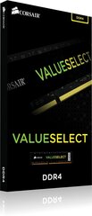 Corsair Value Select DDR4, 4GB, 2666MHz, CL18 (CMV4GX4M1A2666C18) cena un informācija | Operatīvā atmiņa (RAM) | 220.lv