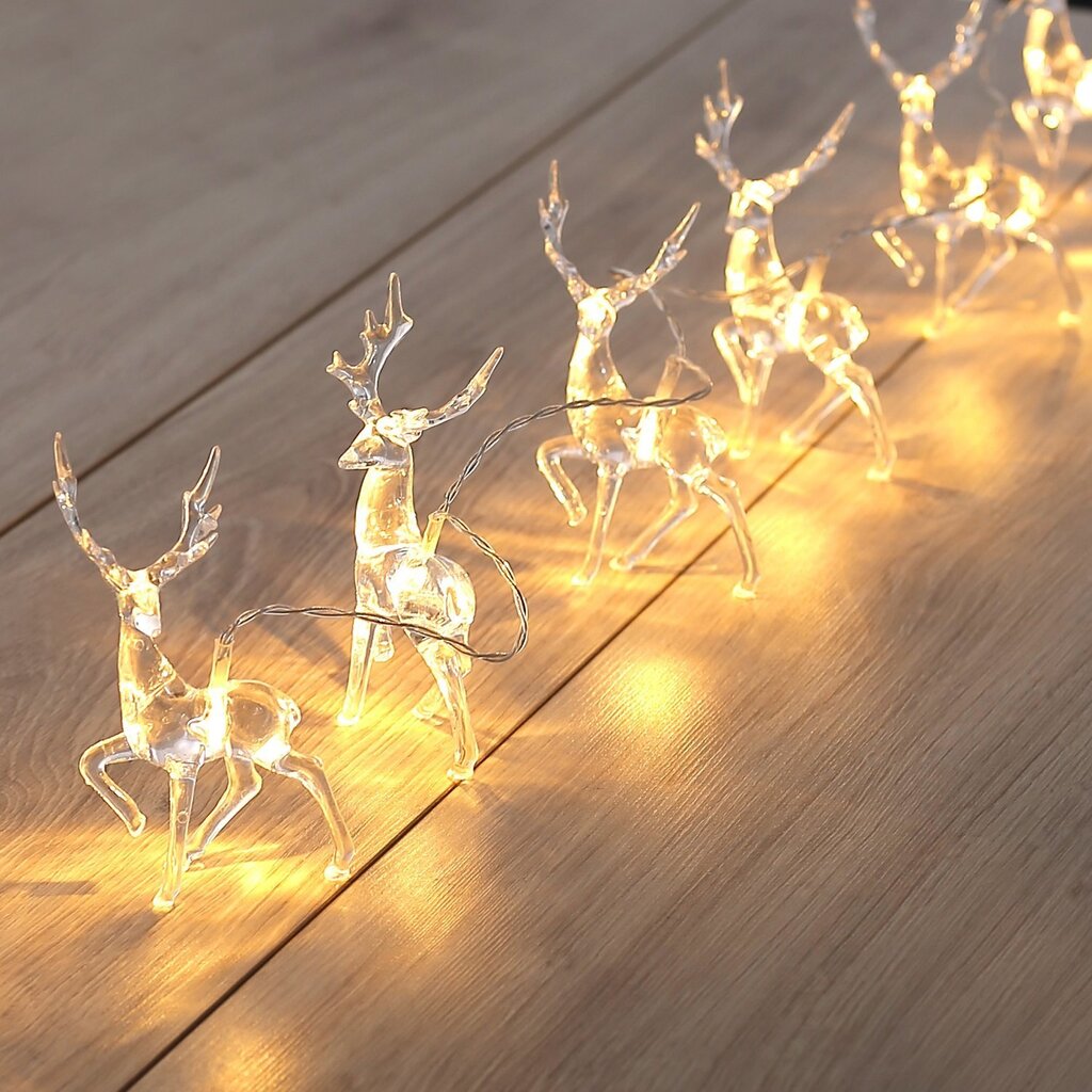 DecoKing virtene Ziemeļbrieži, 10 LED cena un informācija | Ziemassvētku lampiņas, LED virtenes | 220.lv