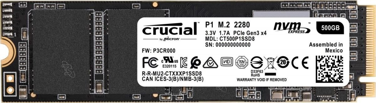 Crucial P1 500GB M.2 PCIe NVMe (CT500P1SSD8) цена и информация | Iekšējie cietie diski (HDD, SSD, Hybrid) | 220.lv