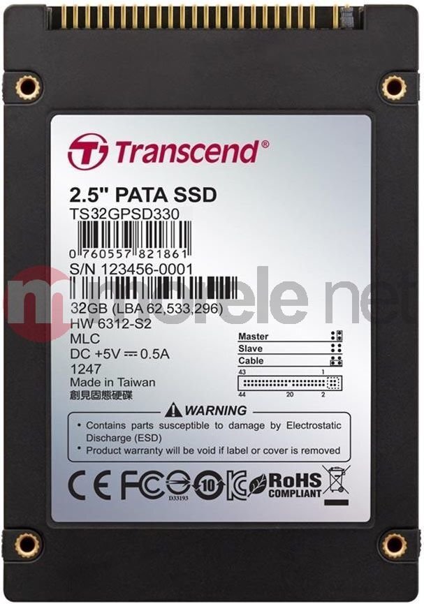 Transcend 330 32GB IDE (TS32GPSD330) cena un informācija | Iekšējie cietie diski (HDD, SSD, Hybrid) | 220.lv