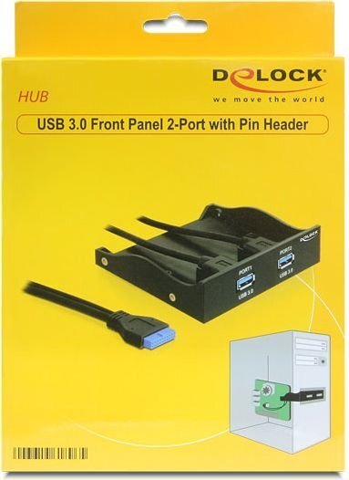 Delock 2 ports Front Panel USB 3.0 with internal 19 pin head connector (61896) цена и информация | Piederumi korpusiem | 220.lv