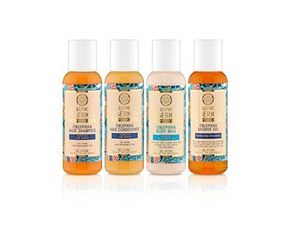 Kosmētikas komplekts Oblepikha Siberica Professional: šampūns 50 ml + matu balzams 50 ml + ķermeņa losjons 50 ml + dušas želeja 50 ml cena un informācija | Šampūni | 220.lv