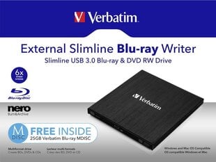 Внешний рекордер Verbatim External Slimline цена и информация | Оптические устройства | 220.lv