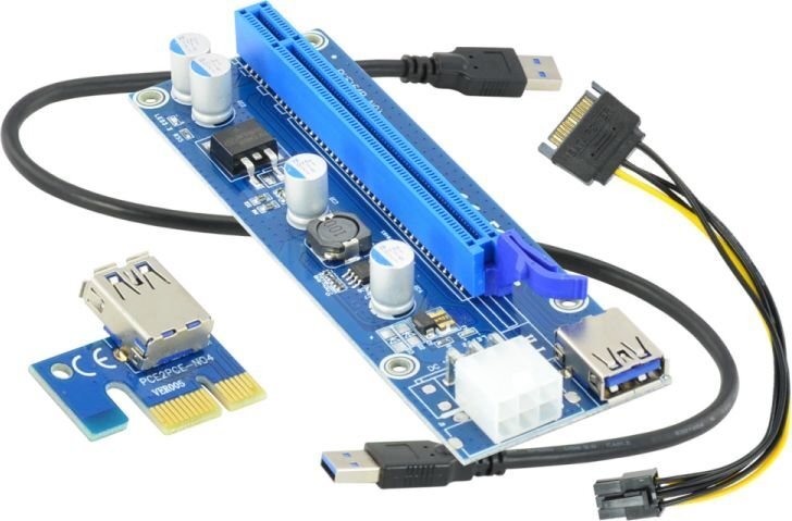 Akyga Riser PCI-E 1x - 16x USB 3.0 (AK-CA-64) cena un informācija | Komponentu piederumi | 220.lv