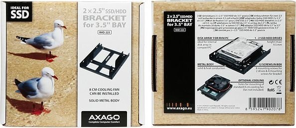 Axago Adapter 2x 2.5" to 3.5" (RHD-225) cena un informācija | Komponentu piederumi | 220.lv