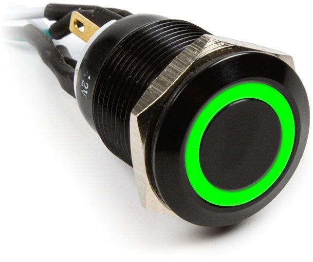 Impactics Power button for computer 19mm, IP65, Green LED (LAN_22_IP65_ALB_GR_1) цена и информация | Komponentu piederumi | 220.lv