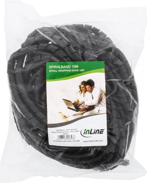 InLine Cable Gland / Spiral Wrapping Band 10m black 25mm (59946R) цена и информация | Komponentu piederumi | 220.lv