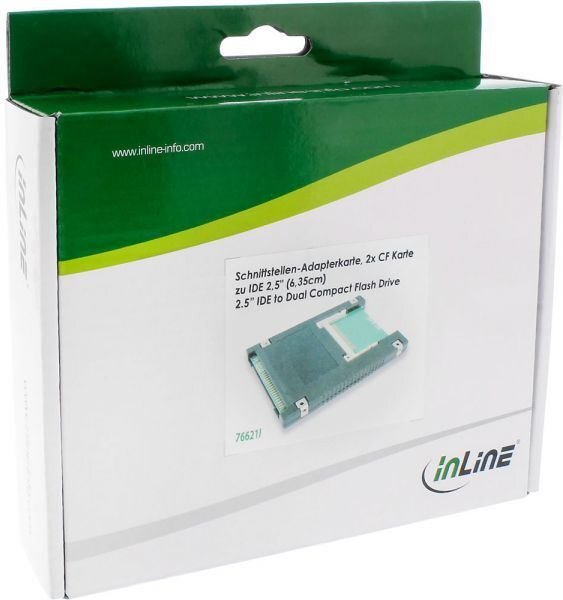 InLine IDE 2.5" Drive to 2x Compact Flash Adapter use CF cards as HDDs (76621I) цена и информация | Komponentu piederumi | 220.lv