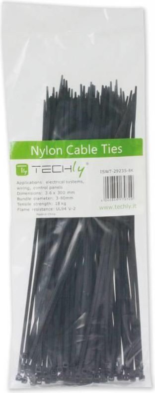 Techly Nylon Clamps 280 x 4.8mm 100 pcs, Black (306509) cena un informācija | Komponentu piederumi | 220.lv