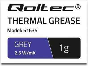 Qoltec Thermal grease 2.5 W / m-K, 1g цена и информация | Термопасты | 220.lv