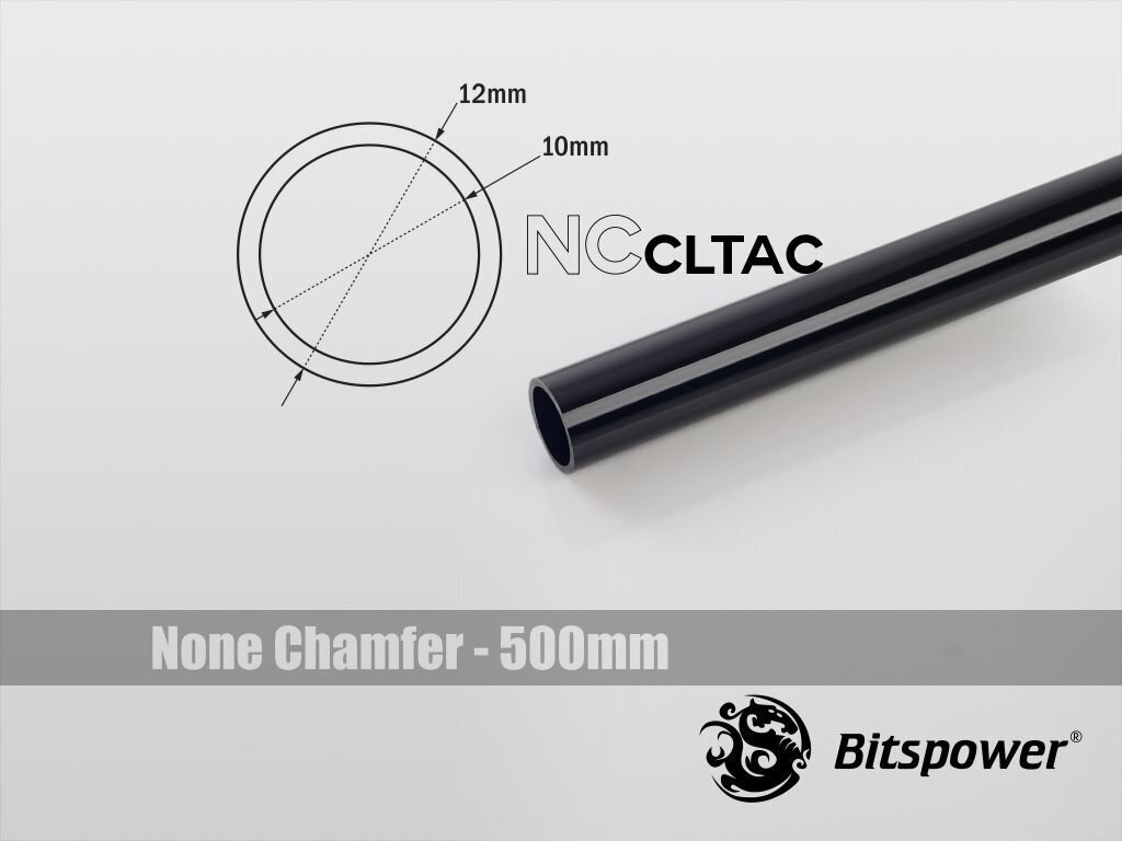 BitsPower Crystal Link Tube 12 / 10mm, 500mm, Black (BP-NCCLT12ACBK-L500) цена и информация | Ūdens dzesēšana - aksesuāri | 220.lv