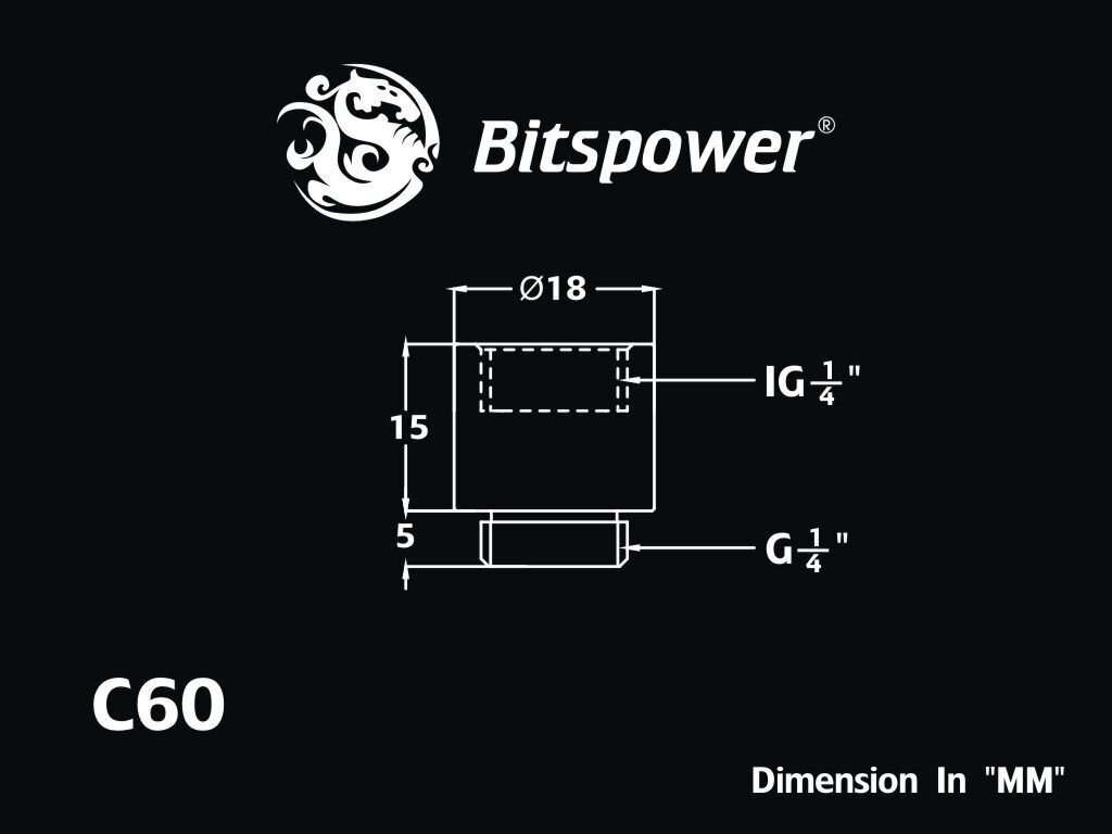 BitsPower G1/4", 15mm Silver (BP-WTP-C60) цена и информация | Ūdens dzesēšana - aksesuāri | 220.lv