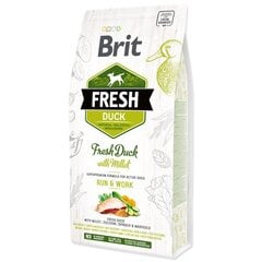 Brit Fresh Duck & Millet Adult Run & Work полноценный корм для взрослых собак 2,5 кг цена и информация | Сухой корм для собак | 220.lv